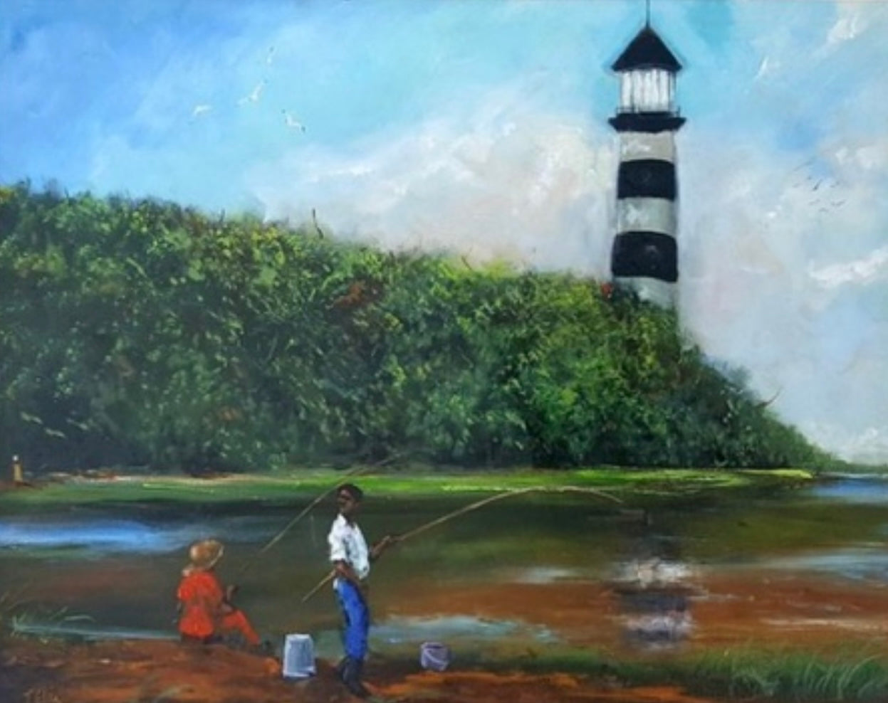 “Fishing Near the Lighthouse” by Ted Ellis