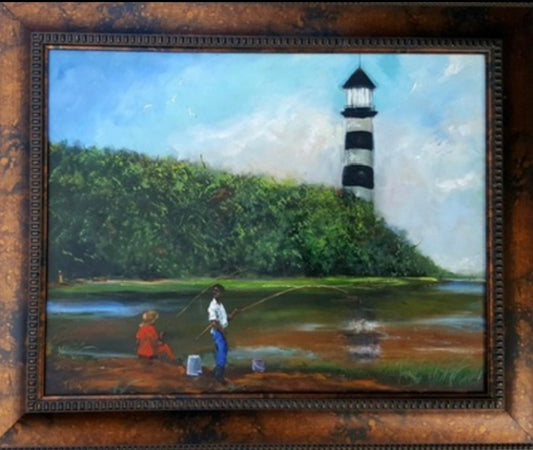 “Fishing Near the Lighthouse” by Ted Ellis