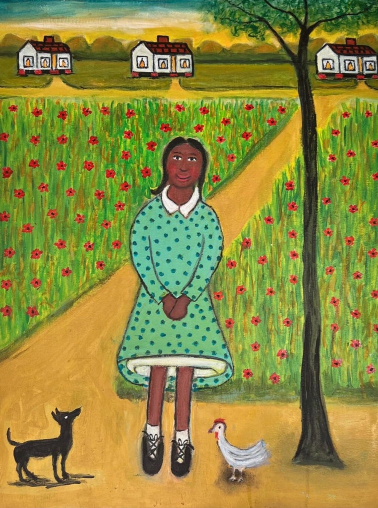 “Girl With Chicken and Dog” by Lorenzo Scott